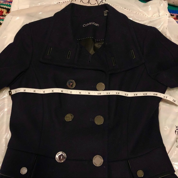 FINAL SALE NWOT Calvin Klein navy skirted wool peacoat - Picture 6 of 12